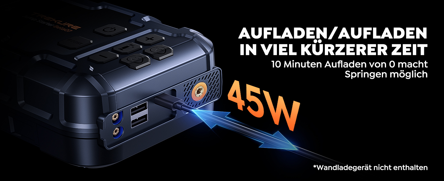 Powerbank TREKURE зі стартером для авто 160PSI, 6500A, PD 45W, LED 600 Lumen, подвійний старт (бензин/дизель до 12.0L)