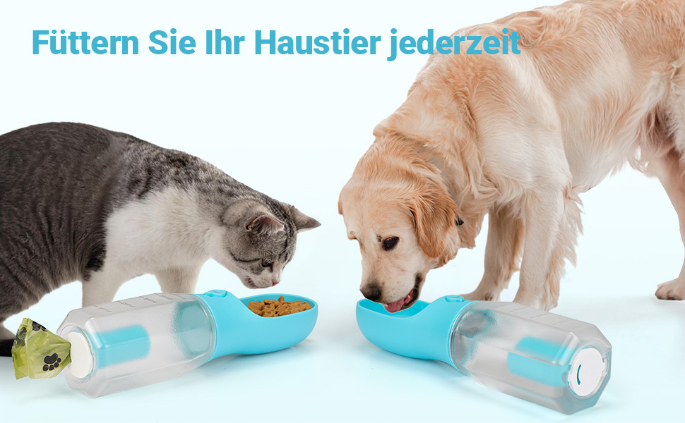 Турбунок для собак Zivacate 600 мл з контейнером для корму та пакетами для відходів - блакитний