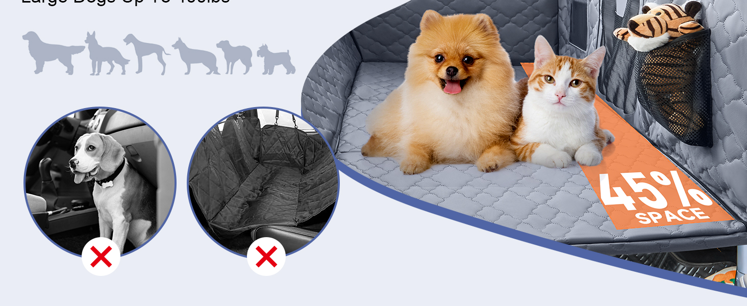 Захист для заднього сидіння автомобіля для собак з твердим дном, водонепроникний, з сіткою, сірий, розмір L (147x75 см)