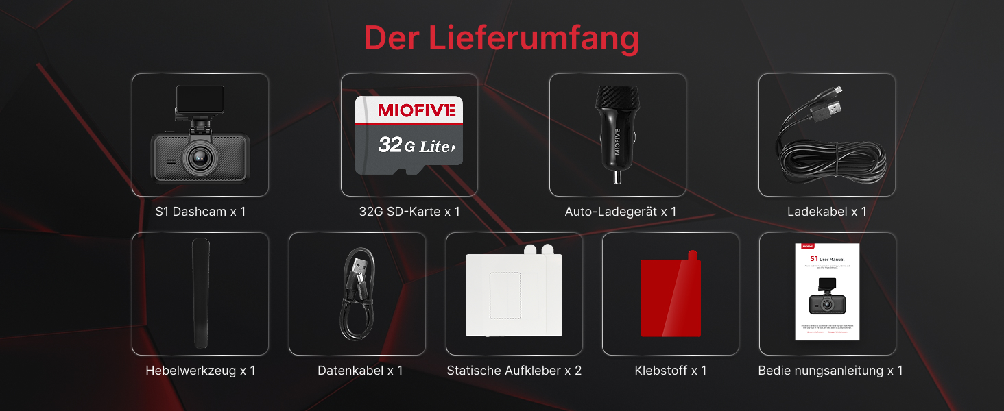 Відеореєстратор Miofive 4K Auto GPS WiFi Bluetooth з дисплеєм 3 дюйми, Нічне бачення, HDR, Loop-запис, підтримка до 512GB, з SD-карткою 32GB