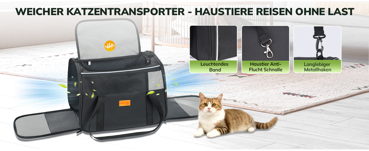 Транспортна переноска для котів та цуценят Morpilot до 5 кг, сіра, велика, для подорожей та до ветеринара