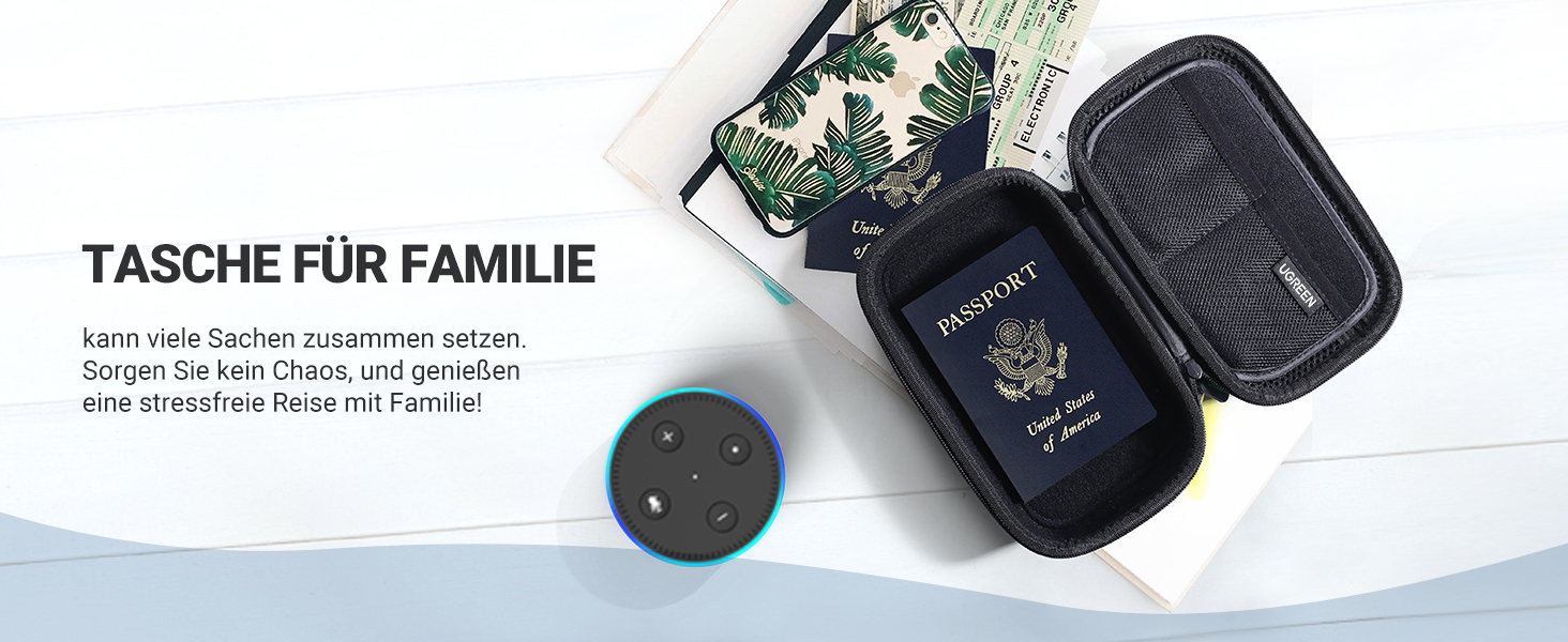 Органайзер UGREEN для аксесуарів: USB-накопичувачі, зарядні пристрої, флешки, SD-картки (сірий/блакитний)