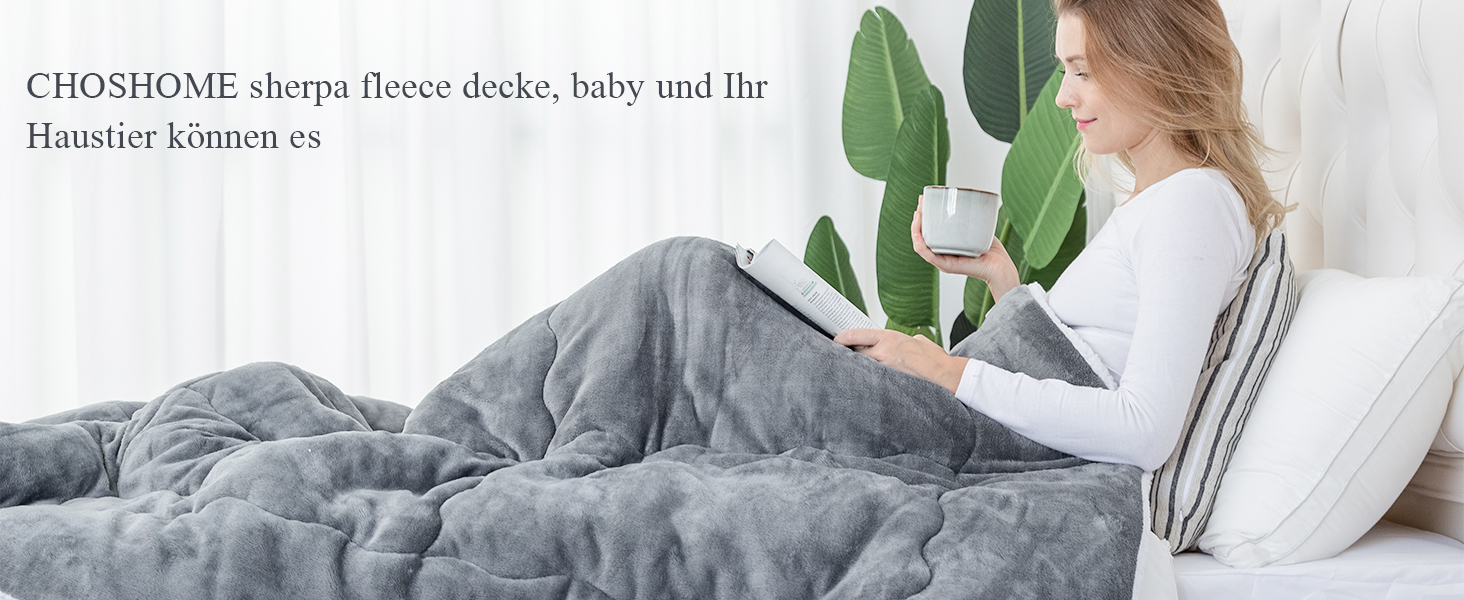 Плед CHOSHOME: теплий фланелевий плед з мікрофібри, Sherpa, двосторонній, 130x150 см