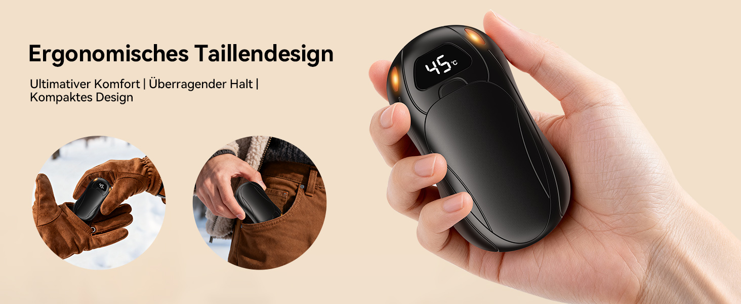 Електричні грілки для рук 6000 mAh, 2 шт. Ultra Light з магнітною двосторонньою системою нагріву, LCD-дисплеєм, 12+ годин, 35°C-55°C, багаторазові для дітей, для гольфу/кемпінгу, чорні