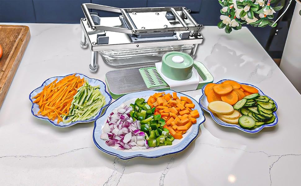 Набір для нарізки овочів 8-в-1 з контейнером, з нержавіючої сталі, для салату та нарізки