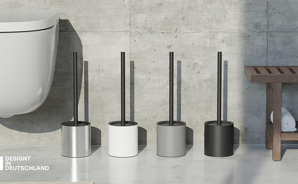 Тойлетний щітка SAVEGA з силікону та нержавіючої сталі - антибактеріальна, з тримачем, сірий колір