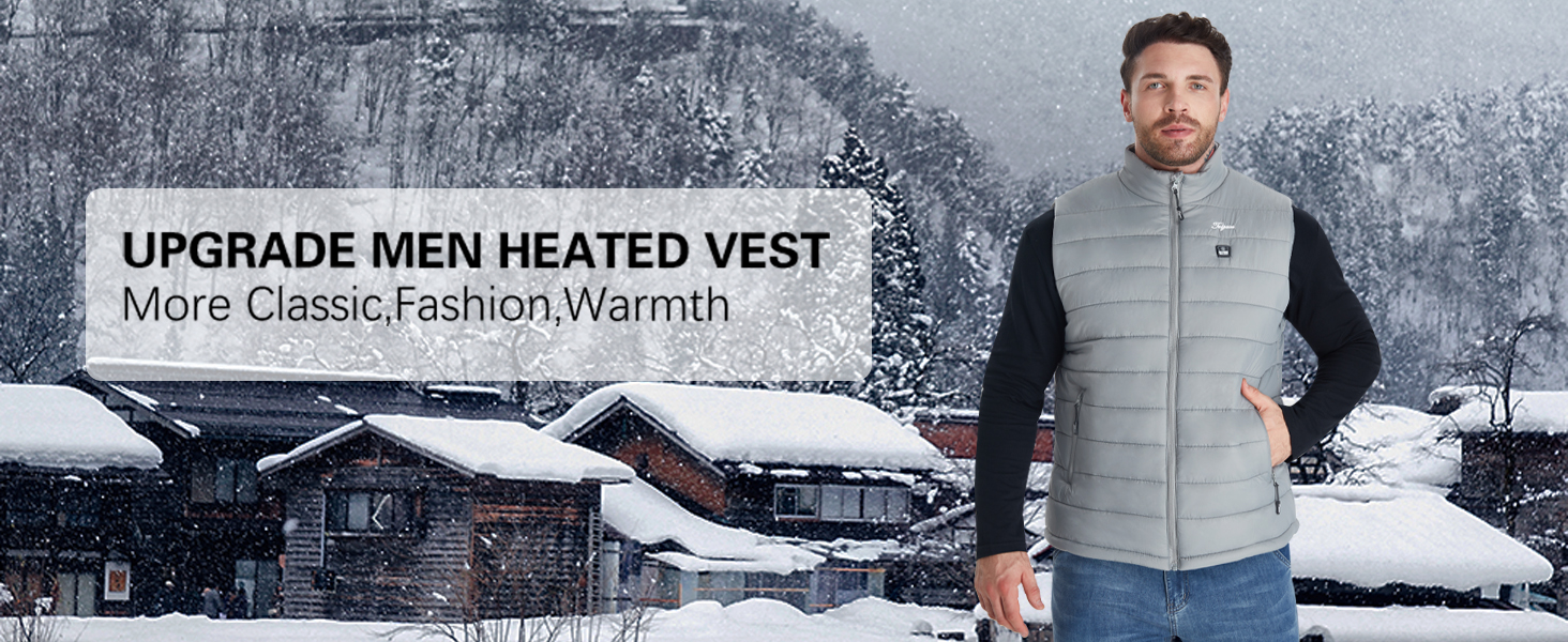 Електрична гріюча жилетка для чоловіків Telguua з Powerbank 12000mAh, 3 температурні режими, 4 зони нагріву, для катання на лижах та роботи на відкритому повітрі (Сірий, M)