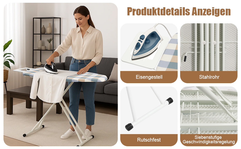 Відкидне прасувальне щитове поле AllRight 108.5/75 x 31 см, 7-рівневе регулювання висоти, з металевою сіткою, антиковзні ніжки, для парових прасок, зелений (жовто-зелений)