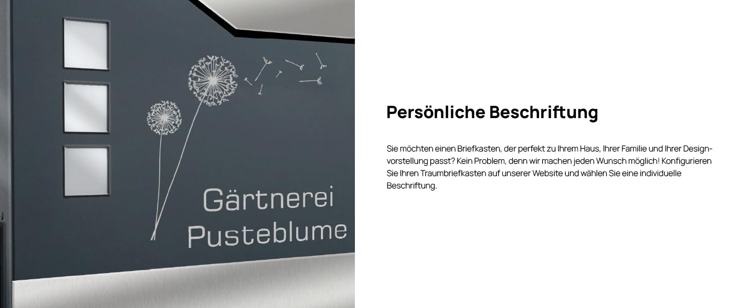 Поштовий ящик антрацит RAL 7016 Svenja з написом та газетницею - сталевий порошково-пофарбований, з 3 вікнами огляду