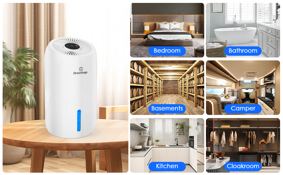 Електричний осушувач повітря Dreamhigh® 1.6L для ванної, підвалу, спальні (35 м²)