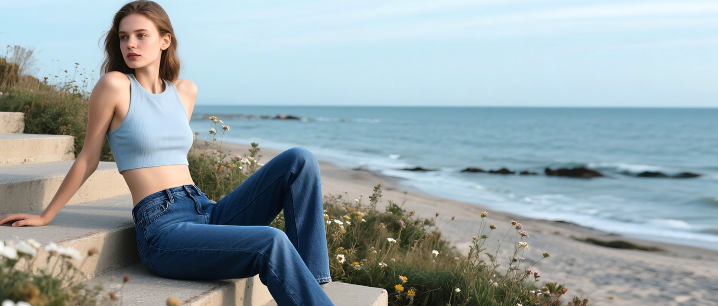 Джинси жіночі LaiEr з широкими штанинами, висока талія, прямий крій, середньої посадки, блакитний колір, еластичні, XL