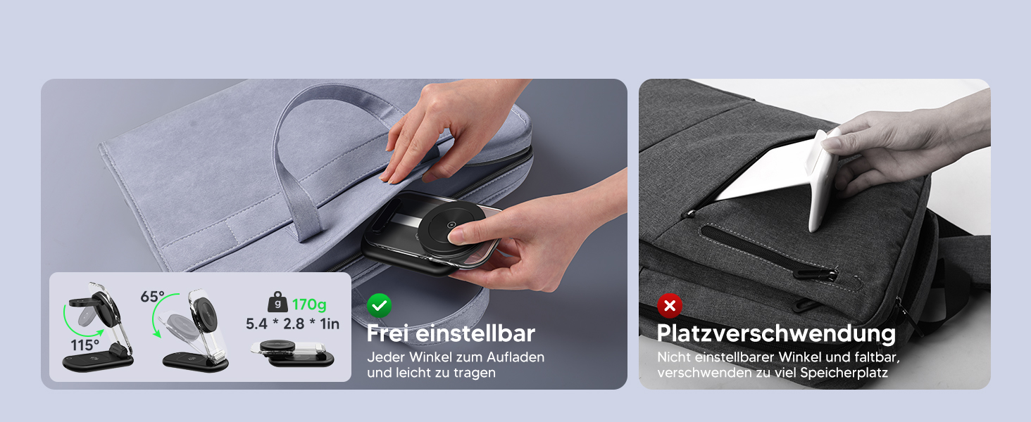 Зарядний пристрій MagSafe 3-в-1 для iPhone 17/16/15/14/13/12 Pro Max/Air/Plus/Pro та Apple Watch 10/9, AirPods 3/2/Pro, чорний