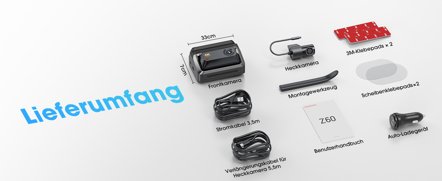 DDPAI відеореєстратор 4K Dual Starvis з AI, GPS, WiFi, 32GB, 24h парковка, дисплей IPS, (Z60)