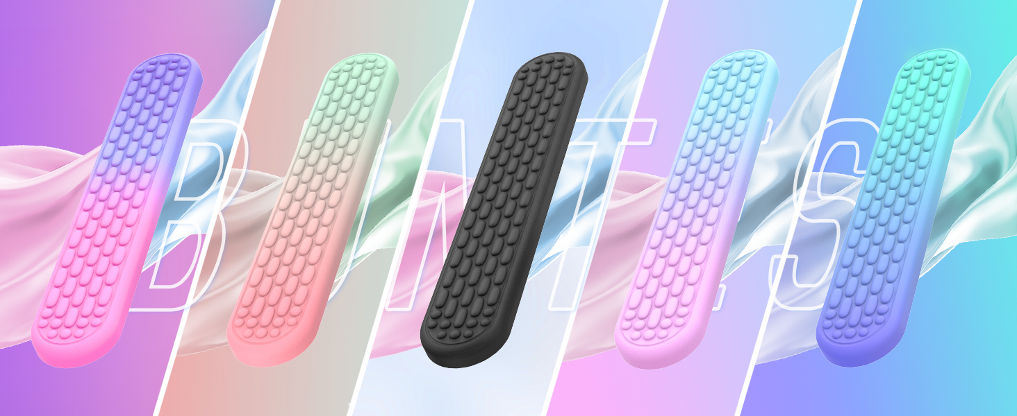 Клавіатура MoKo з підставкою для зап'ястя: ергономічна, з Memory Foam, для роботи, ігор та ноутбуків, рожево-фіолетовий градієнт