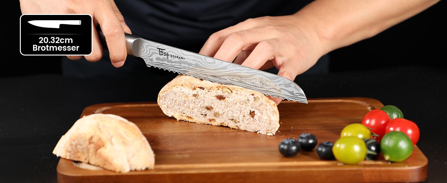 Набір кухонних ножів Messerset 7 предметів у японському стилі з магнітним блоком з акації, сталь карбонова, ергономічна ручка