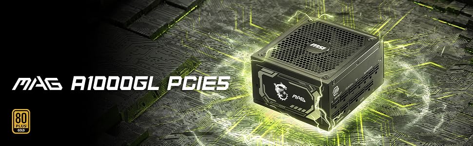 Блок живлення MSI MAG A750GL PCIE5 750W, 80 Plus Gold, повністю модульний, ATX 3.0, підтримка PCIe 5.0, 120мм FDB вентилятор, чорні плоскі кабелі