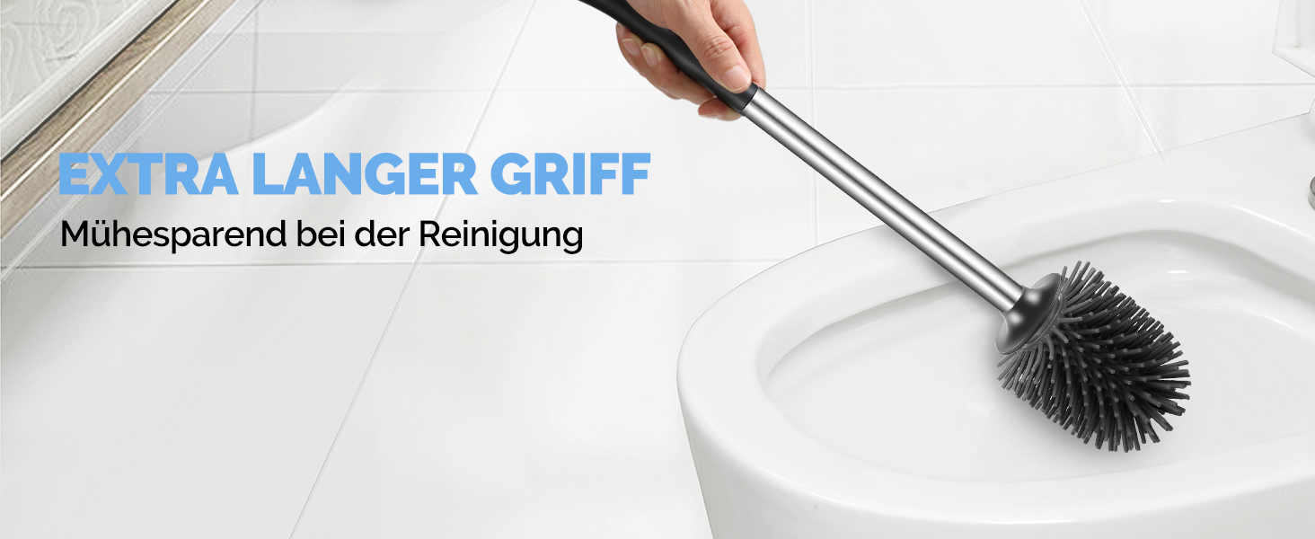 Набір для чищення унітазу Hamitor: щітка з силікону, тримач, очищувач для країв. 2 шт. (B-silver)