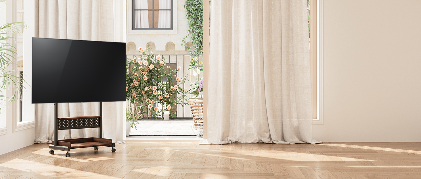 Підставка для телевізора FITUEYES біла, на підлогу, поворотна, регульована по висоті, для телевізорів 32-60 дюймів (плоских та curved), до 30 кг, VESA 600x400