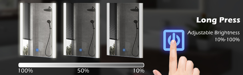 Дзеркало для ванної кімнати CLIPOP з підсвічуванням LED, сенсорне управління, IP44, 3 кольори світла, 40x50 см