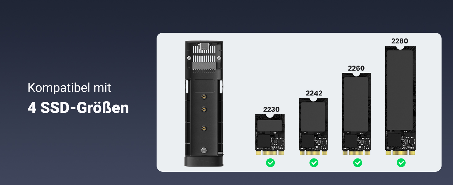 Зовнішній корпус для SSD UGREEN M.2 NVMe та SATA, USB 3.2 Gen 2, швидкість 10 Гбіт/с, алюмінієвий