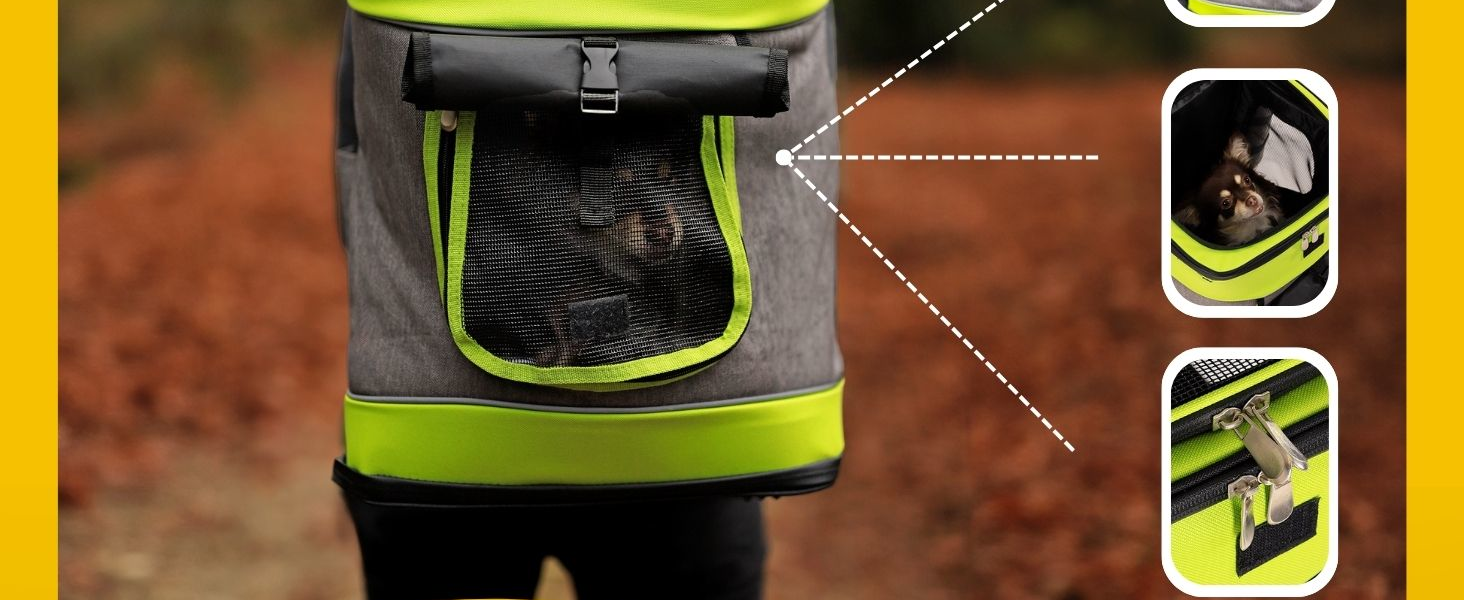 Сумка-рюкзак для транспортування котів Lionto, 34x30x42 см, сіра/зелена