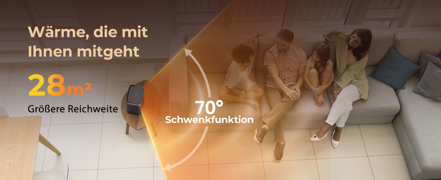 Електричний обігрівач PTC керамічний 2000W з термостатом, 75° обертання, 3 режими, таймер, захист від перегріву та перекидання