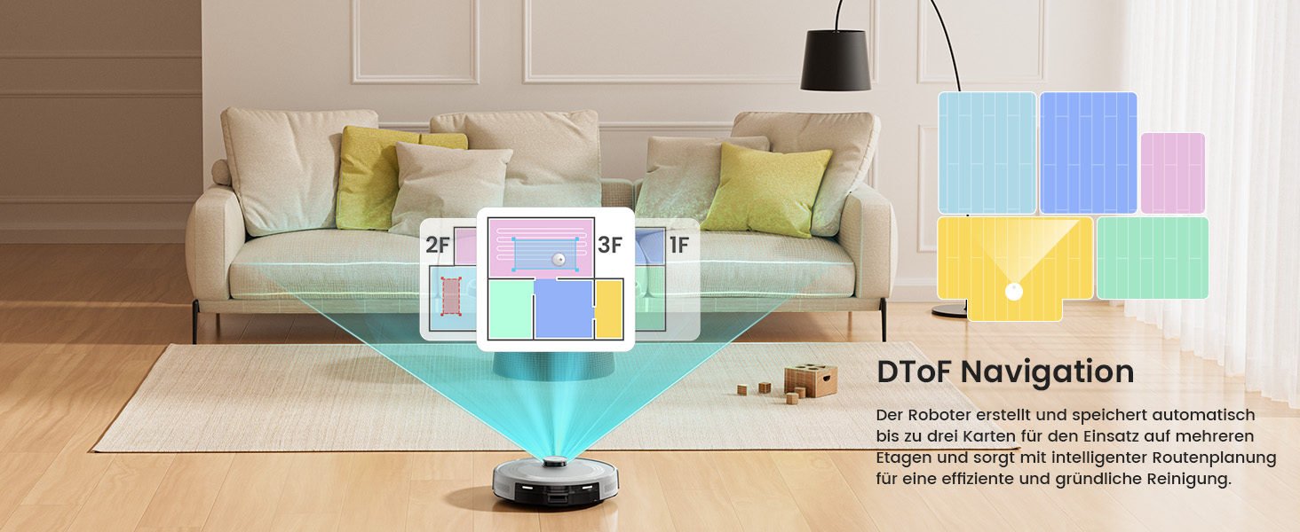 Робот-пилосос LEFANT M2 з функцією миття підлоги, 6000Pa, LiDAR-навігація, зони заборони, керування через додаток/Alexa, ідеальний для шерсті тварин, килимів та твердих підлог M2G