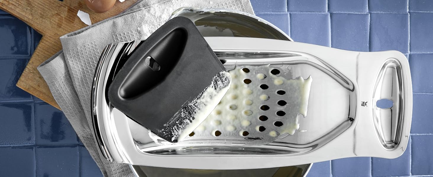 Терка для шпецле WMF Spätzle-Profi 35x14 см, нержавіюча сталь Cromargan, з лопаткою, підвісний жолоб, можна мити в посудомийній машині