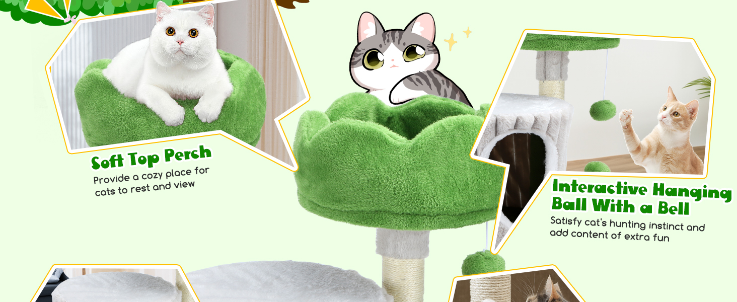 Кігтеточка для котів Nobleza Katzenbaum – стабільна, з платформою та будиночком, 40x30x55 см