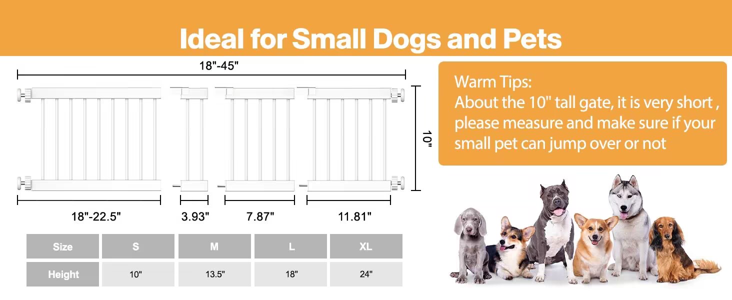 Коротка перегородка для собак Fldofaves, 45-115 см, для дому, висота 35 см, розширювана, з 3 подовжувачами (25 см)
