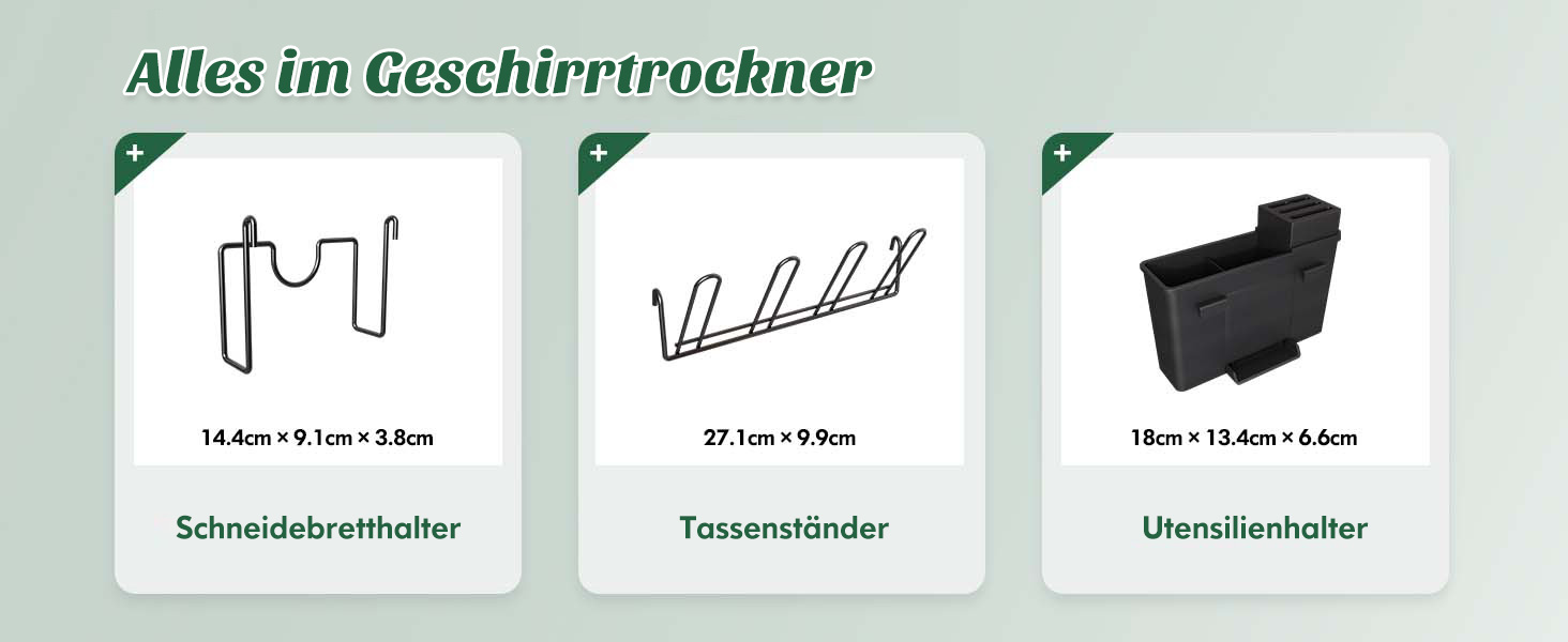 Сушарка для посуду MAJALiS з піддоном та килимком, 2-рівнева, з тримачем для столових приборів, поворотним виливом, чорна