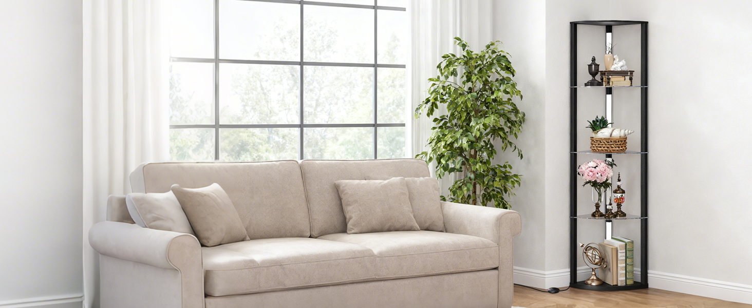 Стельова лампа для вітальні з поличкою, 3-хламкова, вінтажний стиль, бохо, з дерева, з вимикачем на ніжці, E27, ретро, коричнево-бежева ZEF53LDD05