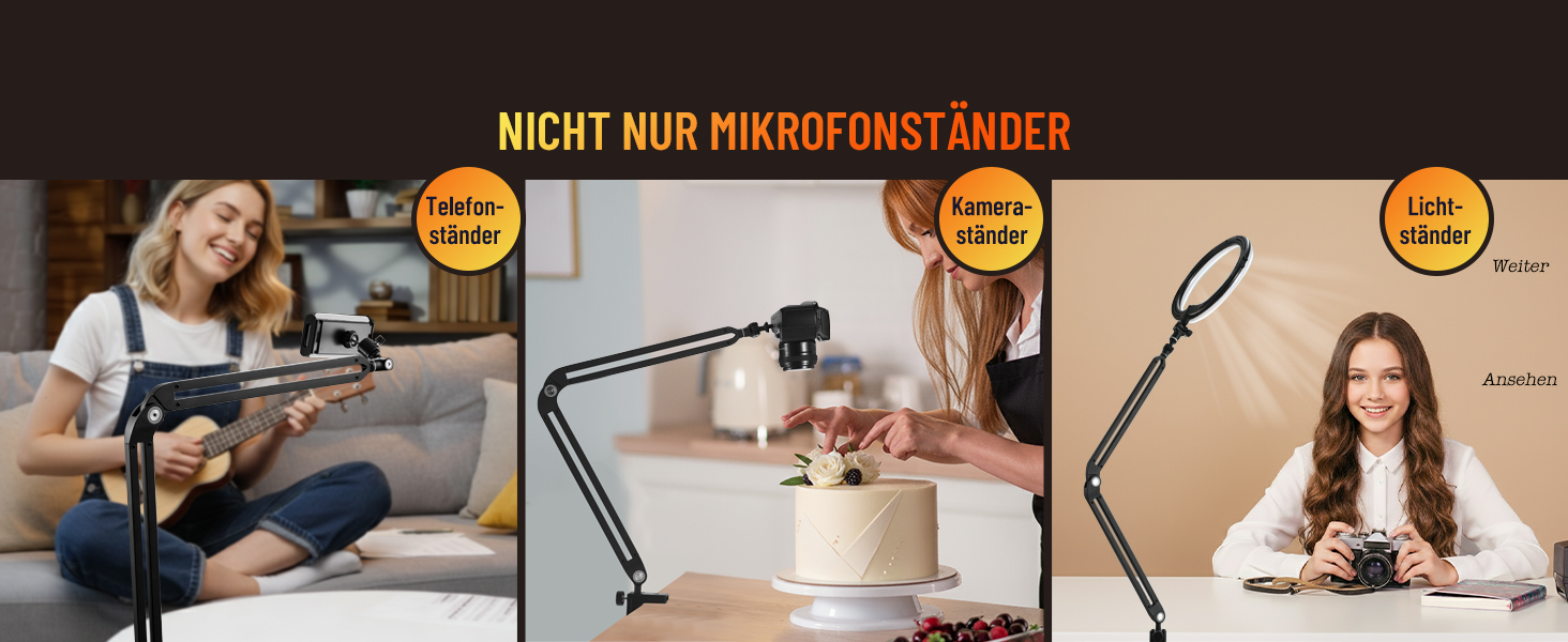 Підлокітник для мікрофона CAHAYA CY00380-1: регульований штатив з широкою основою, адаптер 3/8' - 5/8'