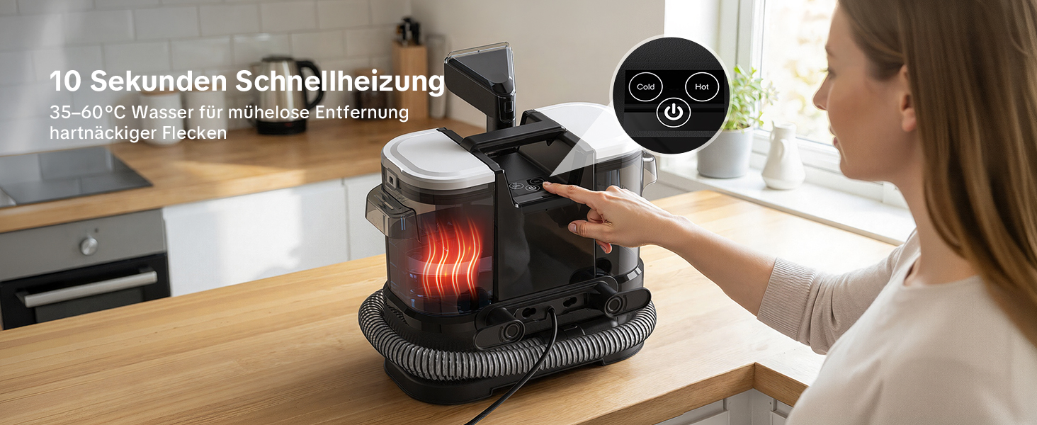 Портативний пилосос для чищення м'яких меблів Lubluelu 600 Вт, 18 кПа, з функцією самоочищення та насадкою для килимів, диванів та авто (чорний)