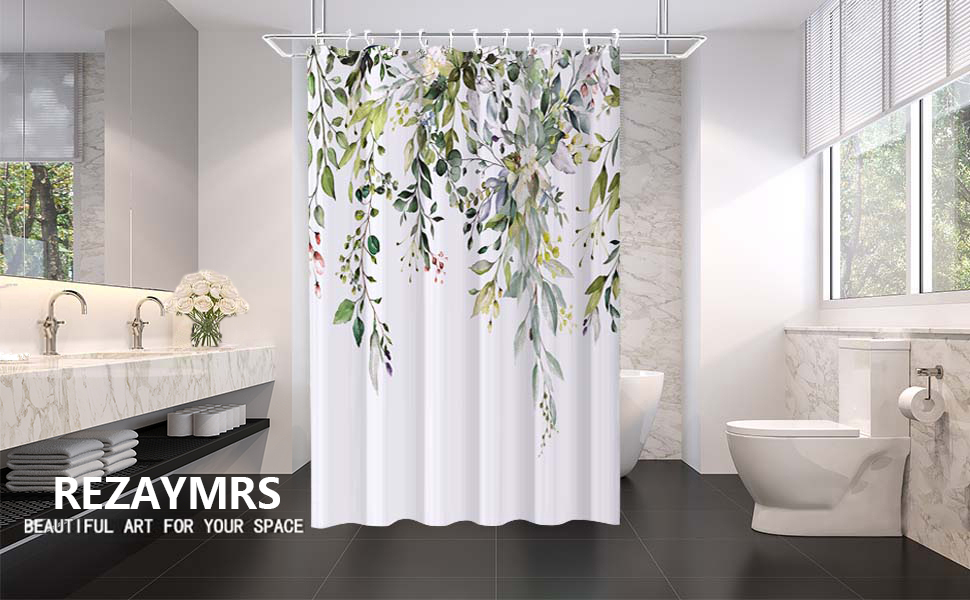 Шторка для душу REZAYMRS, 180x200 см, поліестер, зелена, з 12 гачками, водовідштовхувальна, для ванної кімнати