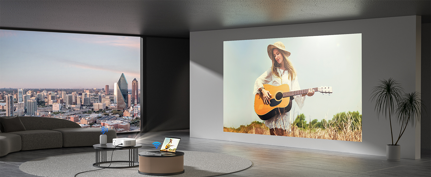Проектор Smart Beamer 4K з автофокусом TOF 28000L, WiFi6, Bluetooth, обертання 210°, для кінотеатру вдома та на вулиці, сумісний з Netflix, PC, мобільним телефоном
