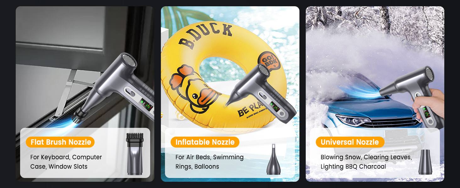 Електричний повітряний дмухач з HD-дисплеєм - 200000 обертів/хв, LED-підсвічування, акумуляторний міні-дмухач, спрей для чищення ПК, повітряний дмухач для клавіатури, дому, авто, W06, сріблястий