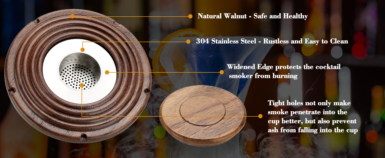 Набір для копчення коктейлів з 4 дерев'яними чіпсами, подарунок на День батька, для віскі, напоїв, кави, бурбона, м'яса та горіхів