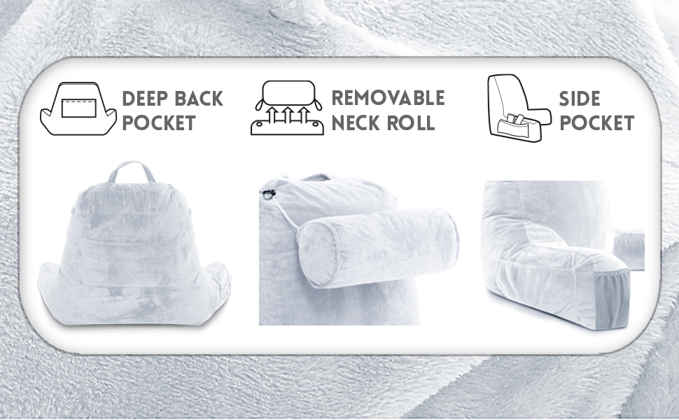 Подушка для чоловіків з підлокітниками - велика, для читання та відпочинку в ліжку. Преміум піна з пам'яті, знімна подушка для шиї, середній розмір (Dark Green)