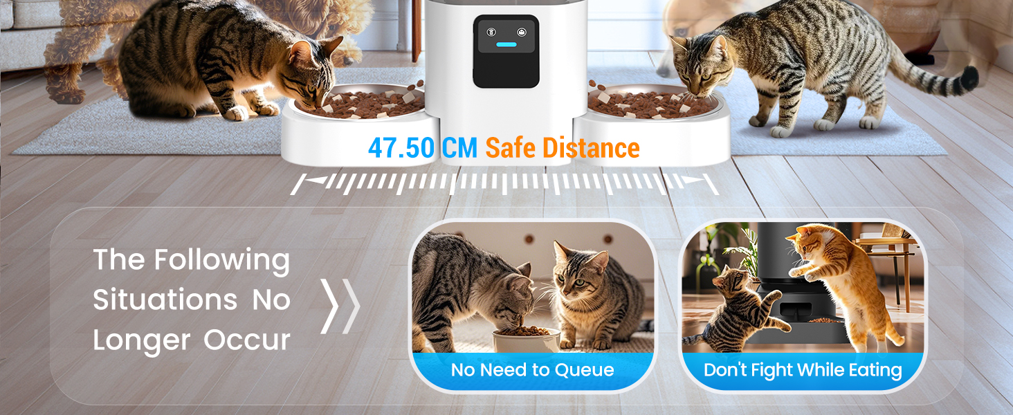 Автомат для годування котів Frienhund з 2 мисками, 7л, з Wi-Fi, програмування через APP, Alexa, для кількох котів