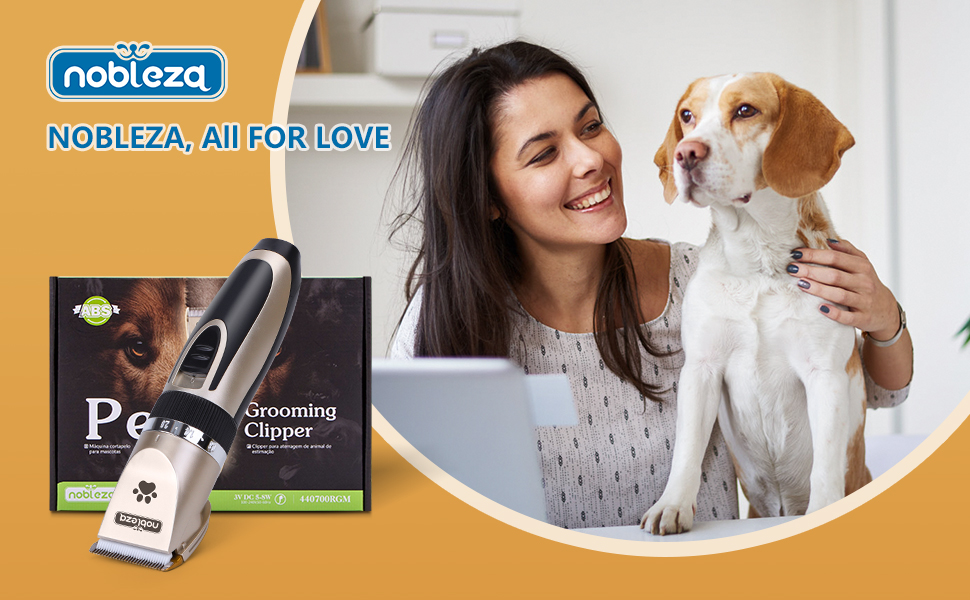 Професійна машинка для стрижки собак Nobleza: набір для грумінгу, тиха бездротова акумуляторна машинка для собак та котів