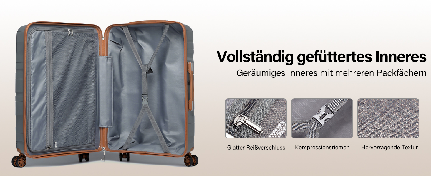 Набір валіз KONO 2 шт: ручна валіза-тележка 56 см + косметичка з поліпропілену, жорсткий корпус, 4 колеса, TSA-замок (кремовий білий)