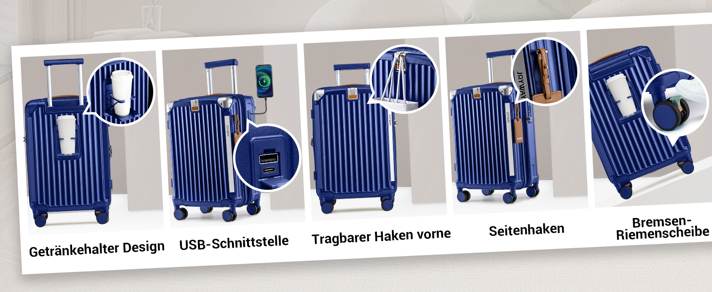 Чемодан Joyway ABS з жорсткою обшивкою, розширюваний, набір валіз з TSA замком та 4 колесами. Включає сумку та косметичку. Колір: зелений (блакитний). Набір валіз 3шт