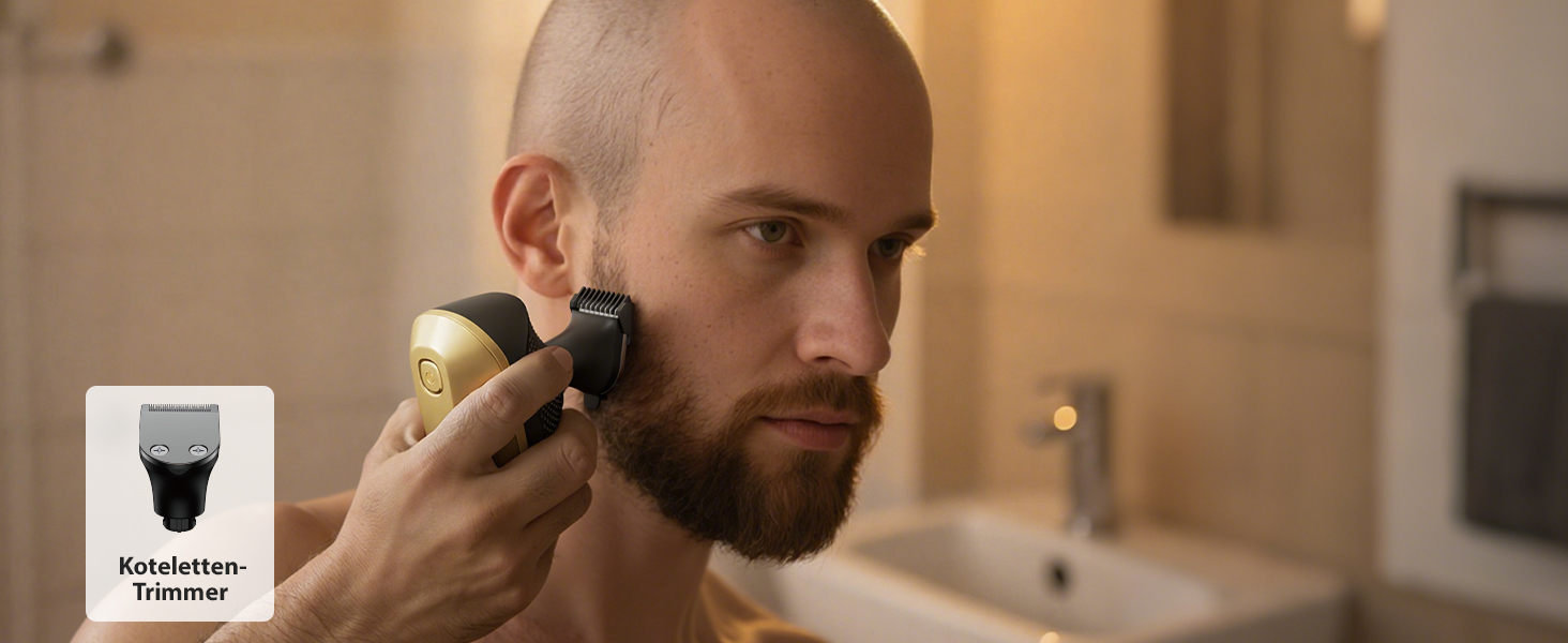 Машинка для стрижки волосся чоловіча електрична 5-в-1 Titan (Gold) IPX7, USB-C, LED-дисплей