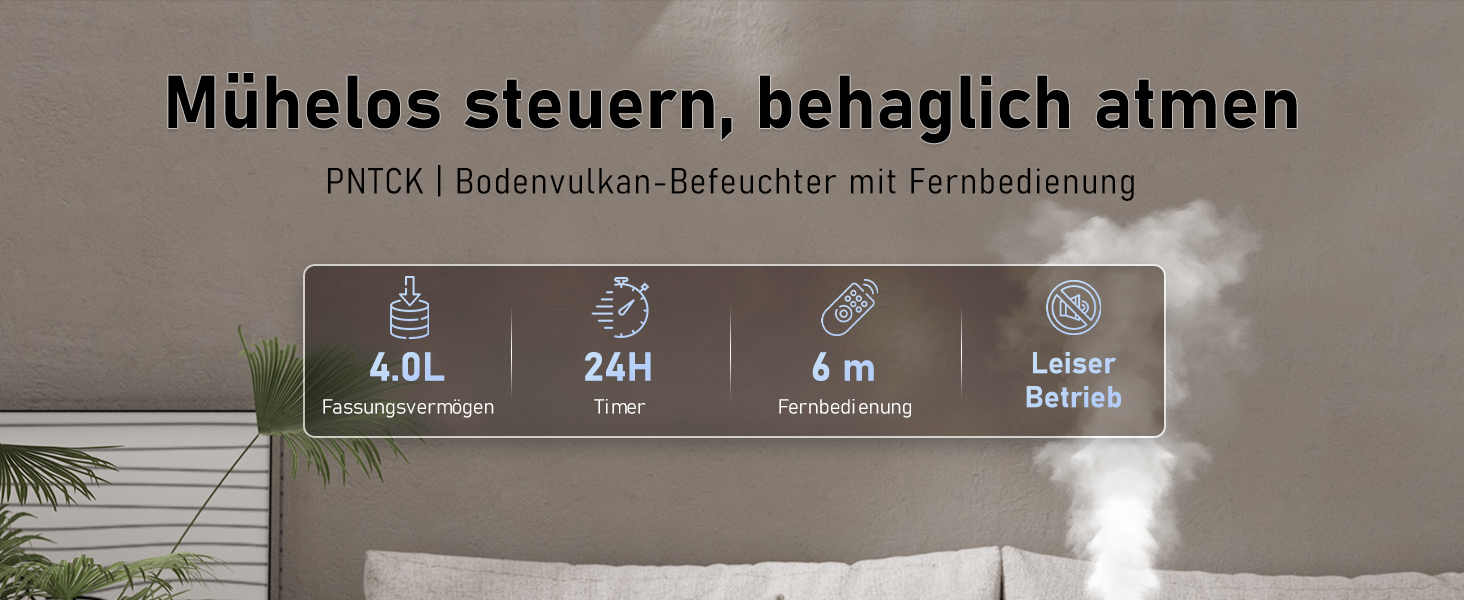 Увлажнитель воздуха для спальни, 4л, ультразвуковой, тихий, с пульт. дистанційного керування, автовимкнення, таймер, 40год, для дитячої кімнати, офісу, рослин