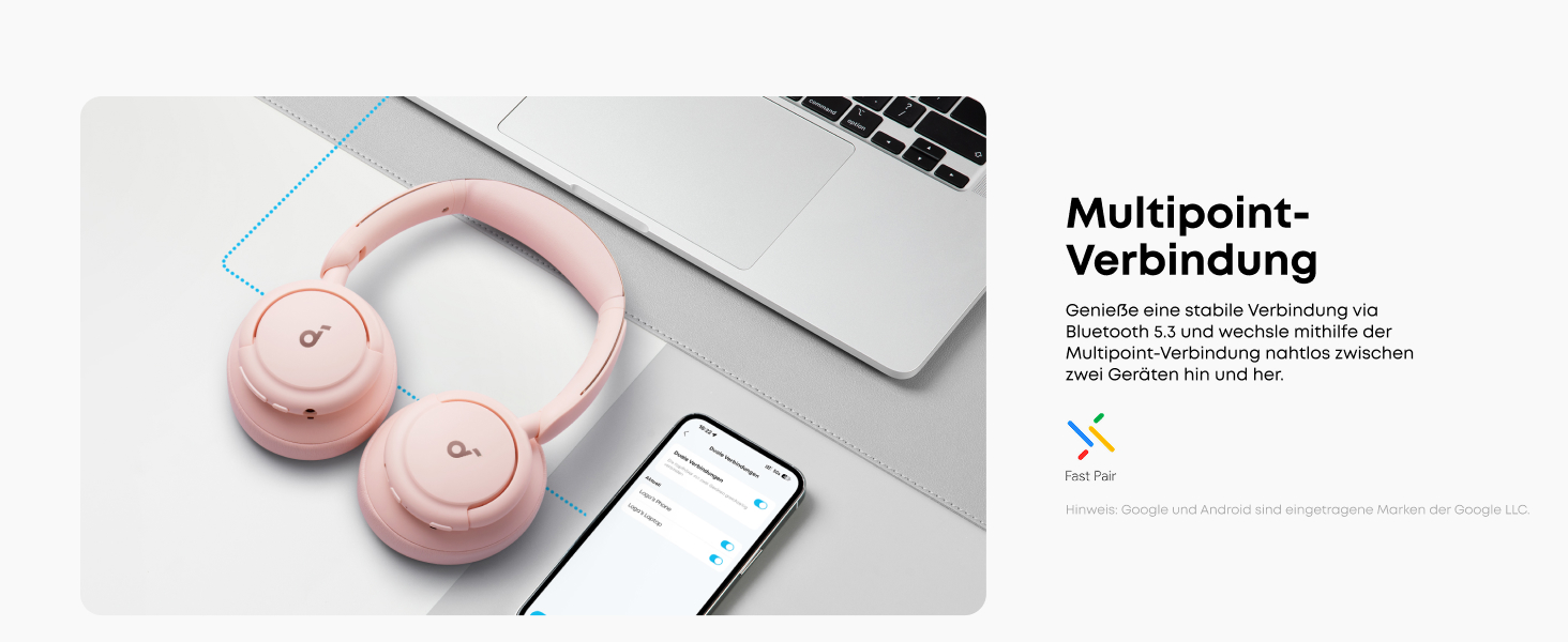 Soundcore Q30 навушники Bluetooth з активним шумозаглушенням, Hi-Res звук, 40 годин роботи, рожеві