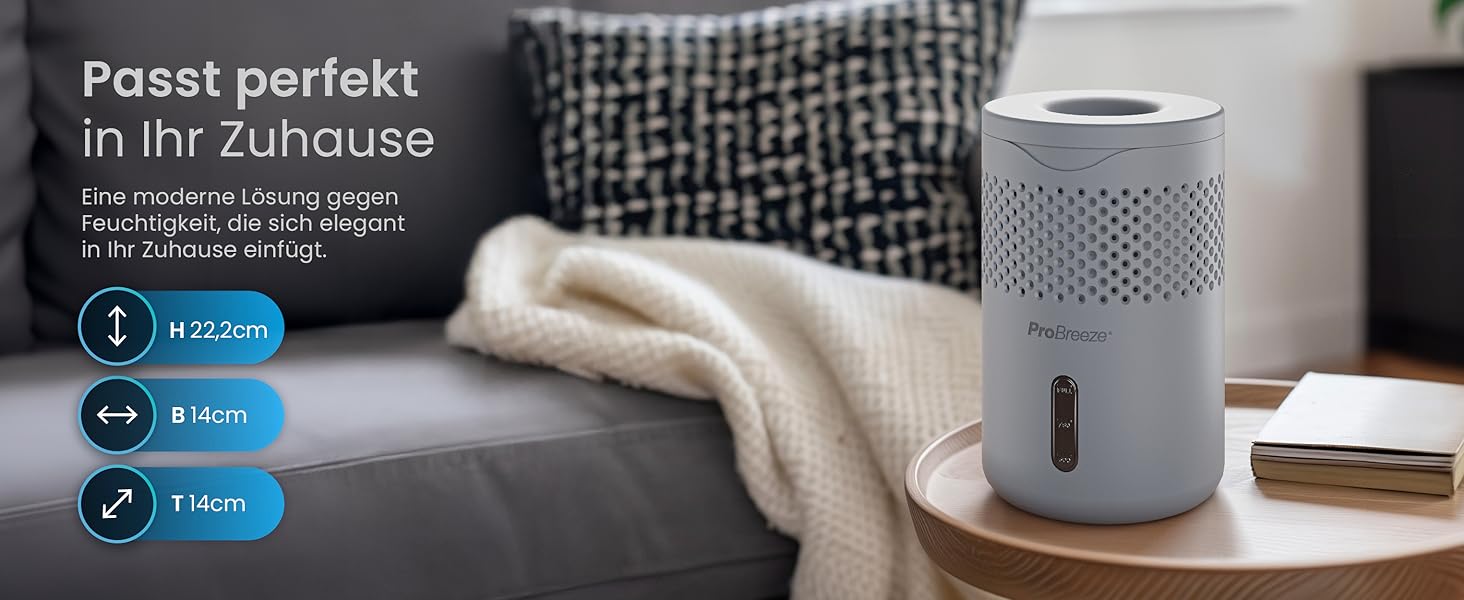 Pro Breeze Osmo: Безшумний осушувач повітря для дому, спальні, шафи, авто. Таблетка 700г (до 100 днів). Колір: сірий