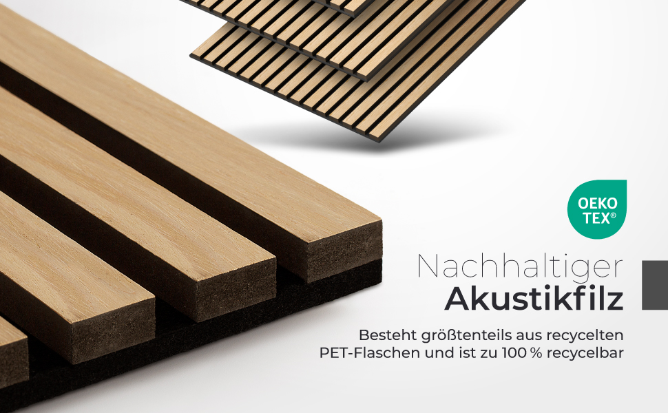 Акустичні настінні панелі з натурального горіха (набір 2 шт), 120x60x2.1 см, чорний звукопоглинаючий фільц — 3D панелі для шумоізоляції та оздоблення стін