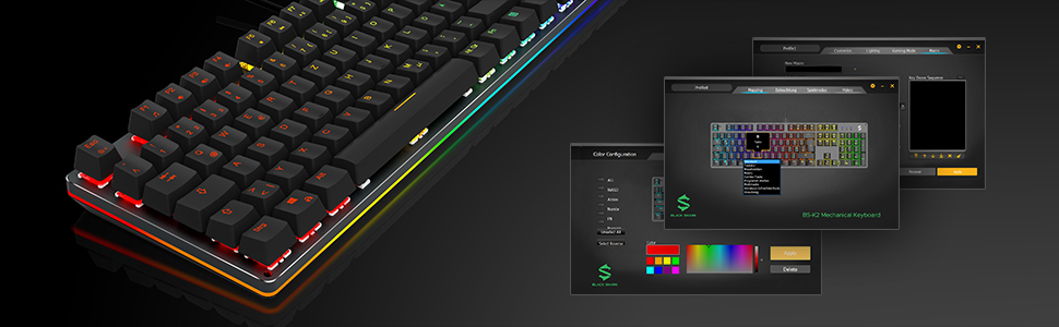 Black Shark Механічна ігрова клавіатура RGB, QWERTZ, німецьке розкладка, червоні перемикачі, 105 клавіш, металева пластина, програмована, для геймерів