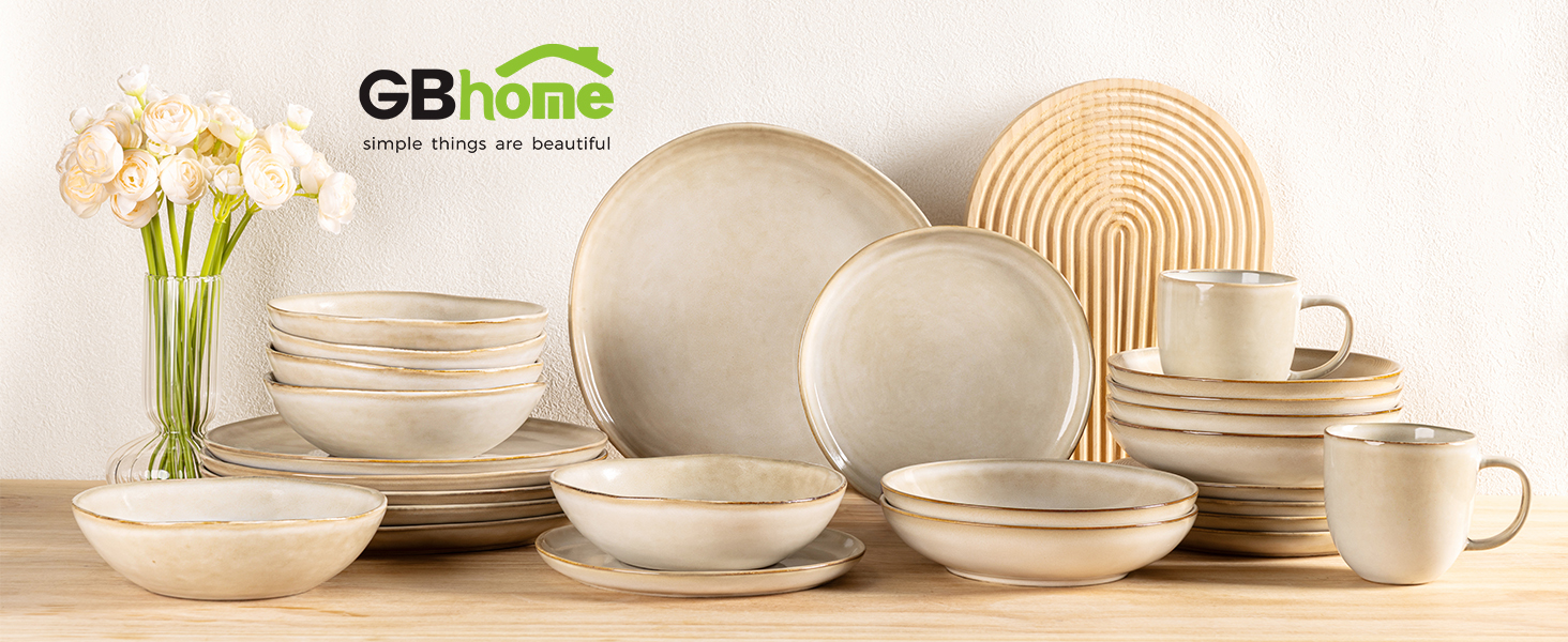 Набір глибоких тарілок GBhome з кераміки (22 см, 6 шт.) - для супу, пасти, кави